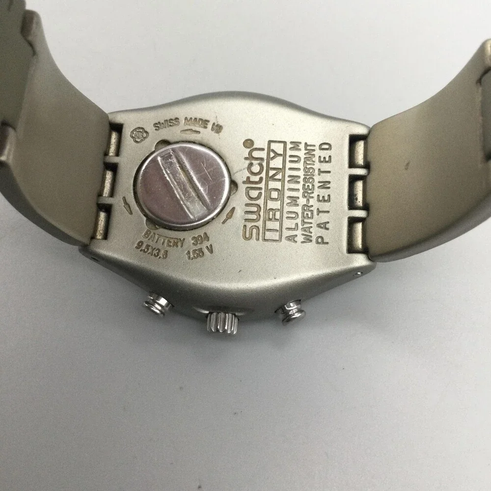 Vintage Swatch Irony Midi Chrono Wild Eyes Mens Watch 34mm Swiss New Battery 6